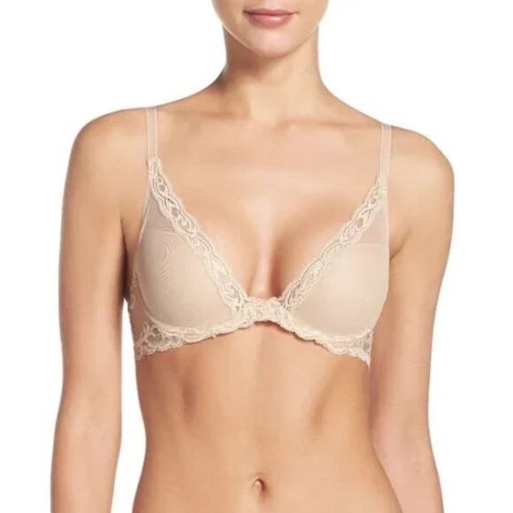 Natori Feathers Contour Plunge Bra 32G Cosmetic NWT - Picture 1 of 12